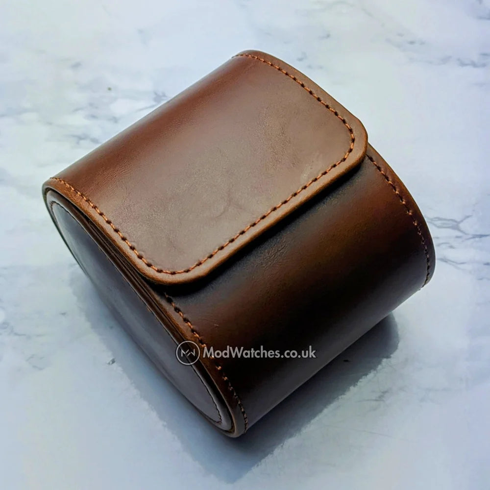 Leather Watch Roll Brown Leather - Q Wrist - Modified Watches