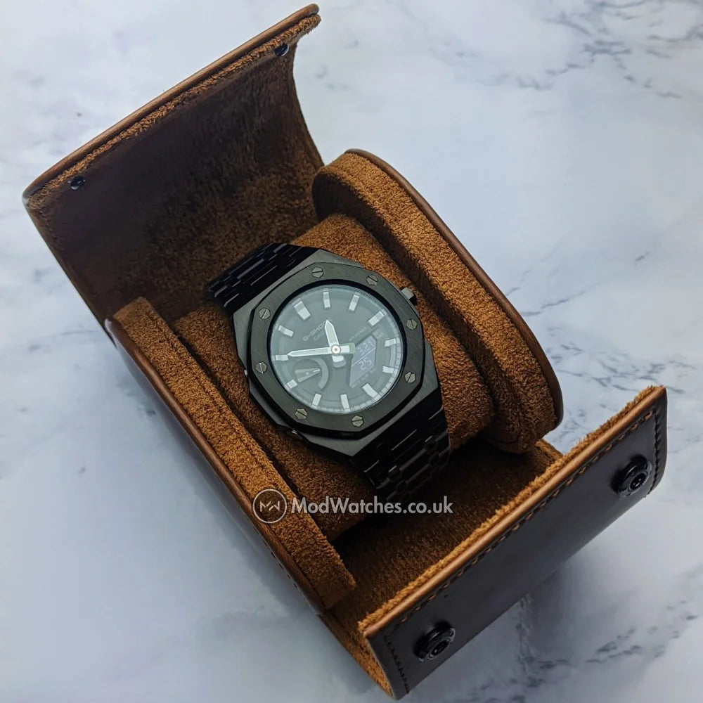 Leather Watch Roll Brown Leather - Q Wrist - Modified Watches