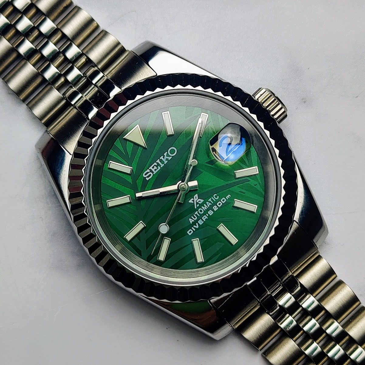 Green Palm Dial Seiko NH35 Build - Q Wrist - Modified Watches
