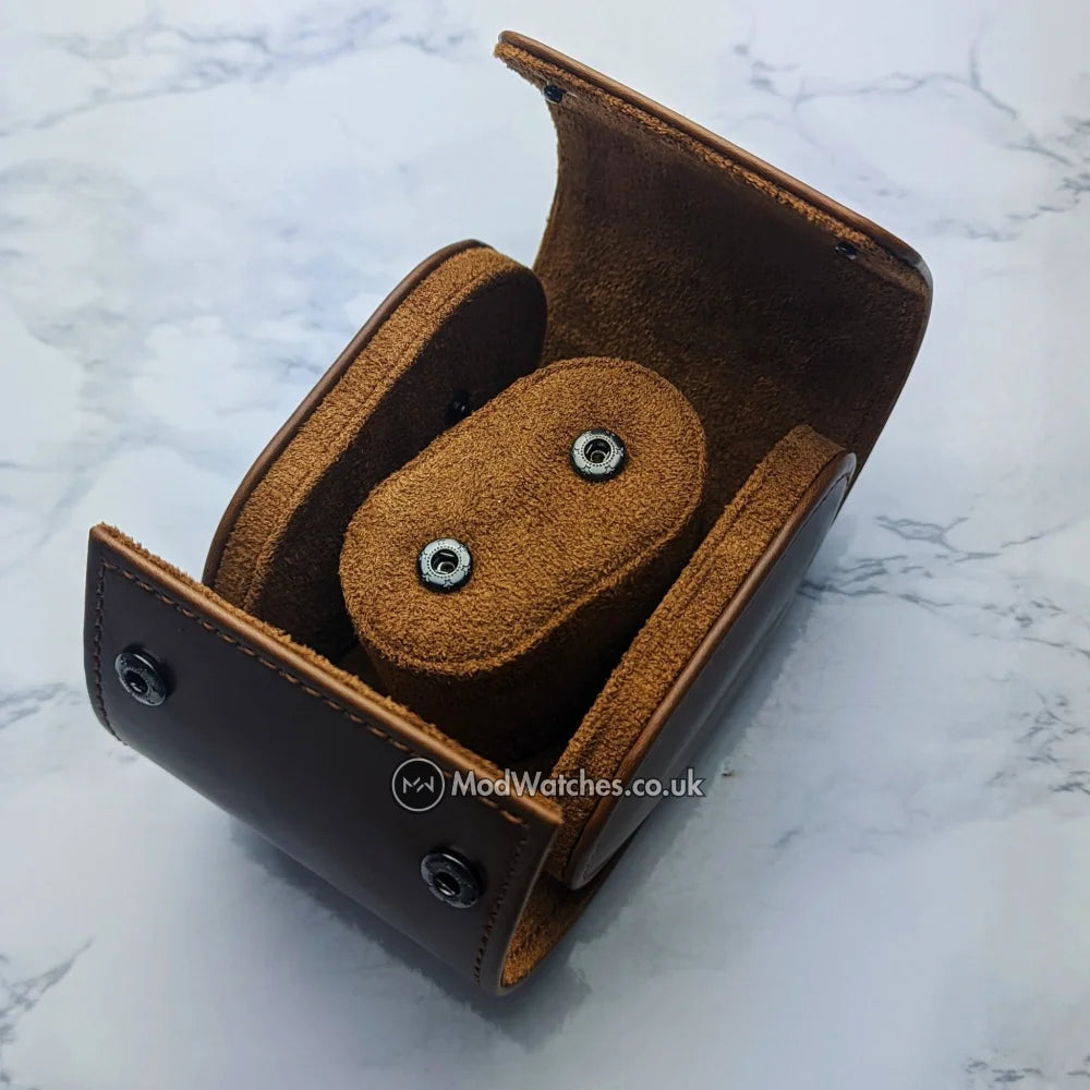 Leather Watch Roll Brown Leather - Q Wrist - Modified Watches